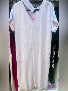 Studio Park, Light Pink, V-neck, Linen Dress,